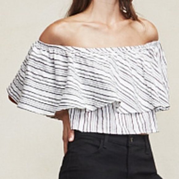 Reformation - Ivory Off The Shoulder Crop Top - Picture 14 of 16